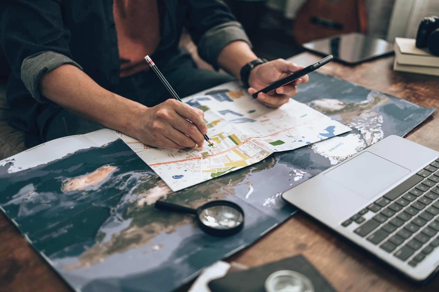 A trip itinerary being planned